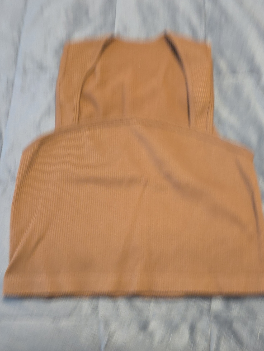 Women's Ribbed Strapless Crop Top in Tan